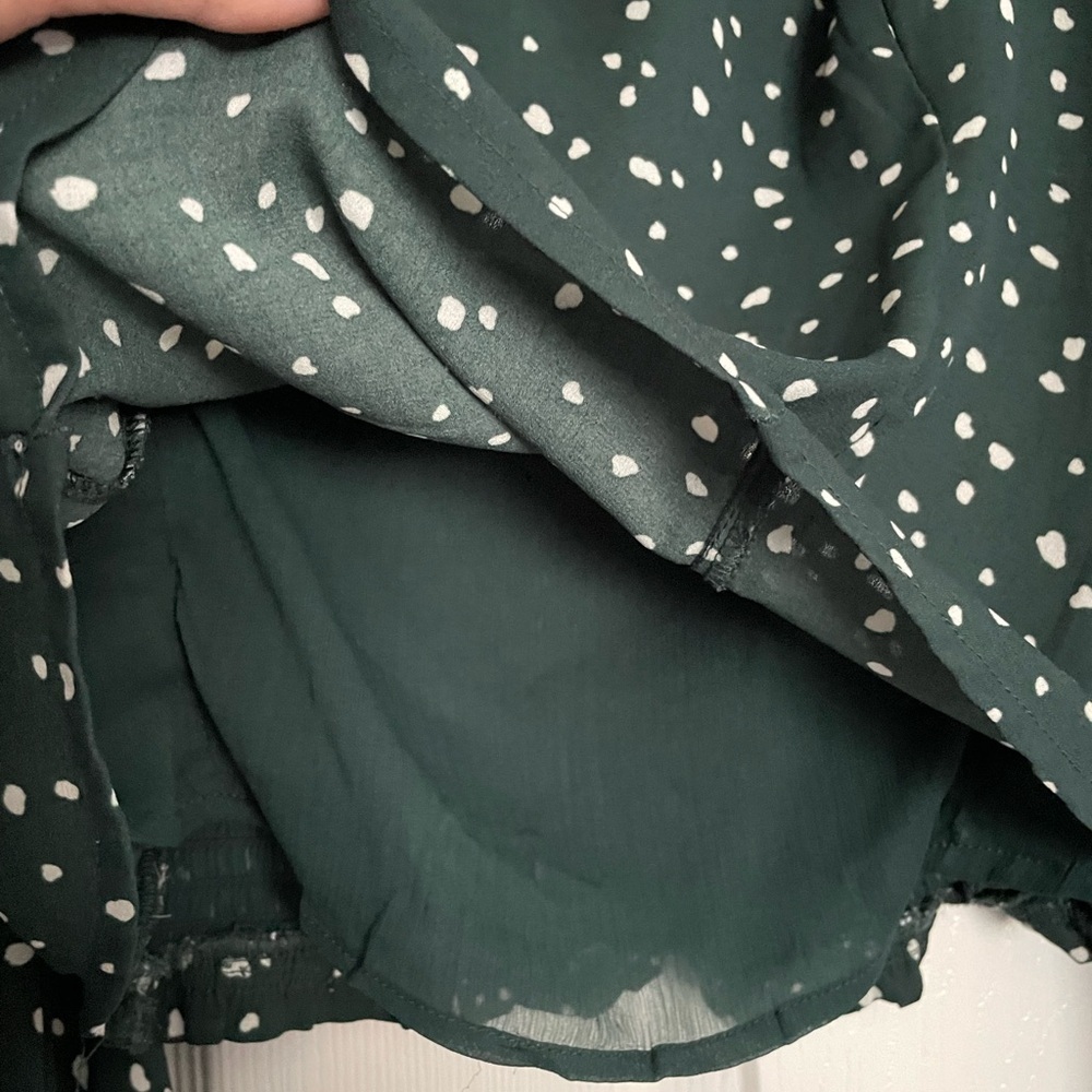 Abercrombie & Fitch Forest Green & White Speckled Terrazo Cropped Blouse size XL - Picture 11 of 12